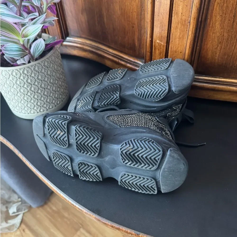 Steve Madden Black Embellished Platform Sneakers